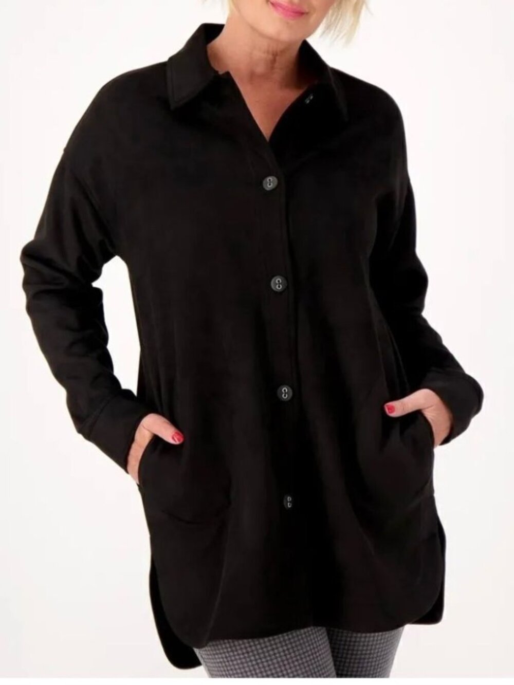 Attitudes by Renee Faux Suede Shirt